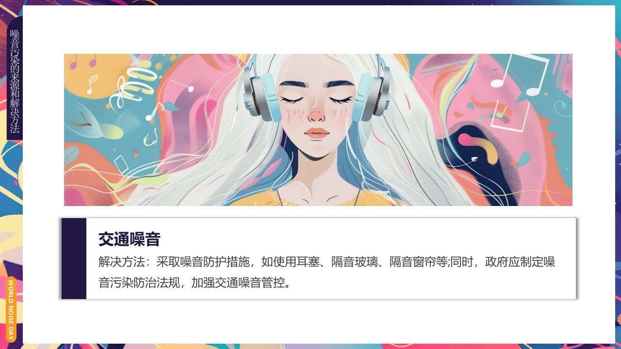 插画风世界噪音日介绍PPT课件下载16
