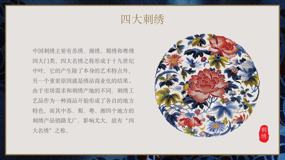 中国传统工艺刺绣艺术文化传承宣传推广PPT课件7