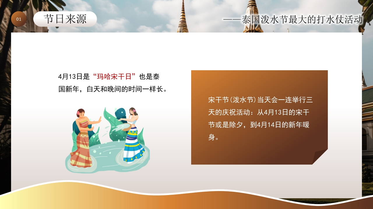 泰国泼水节活动主题介绍PPT课件6