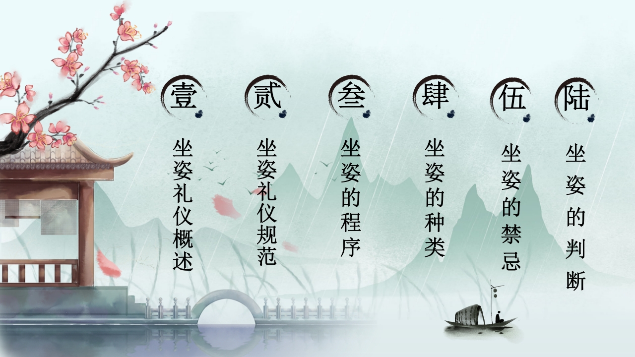 手绘古风小学生文明礼仪坐姿礼仪培训课件PPT课件2