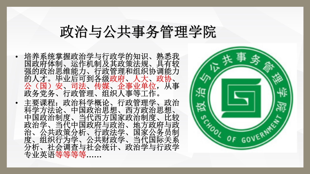 中山大学各院系专业介绍ppt10