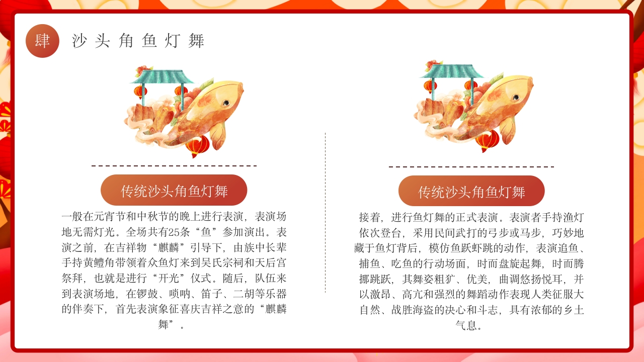 红色国潮风非遗鱼灯介绍PPT课件下载14