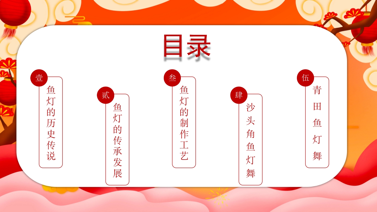 红色国潮风非遗鱼灯介绍PPT课件下载2