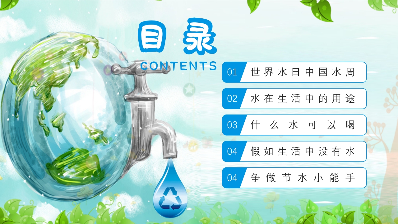 幼儿园世界水日主题教育班会PPT课件2