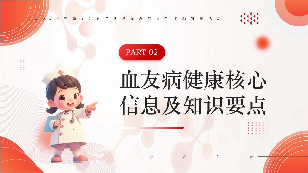 简约医疗风世界血友病日主题宣传PPT课件8