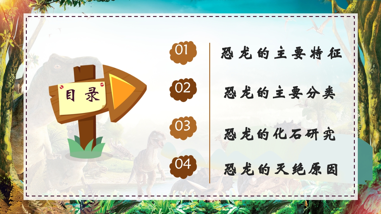 卡通风恐龙科学博物馆儿童教育小百科PPT课件3
