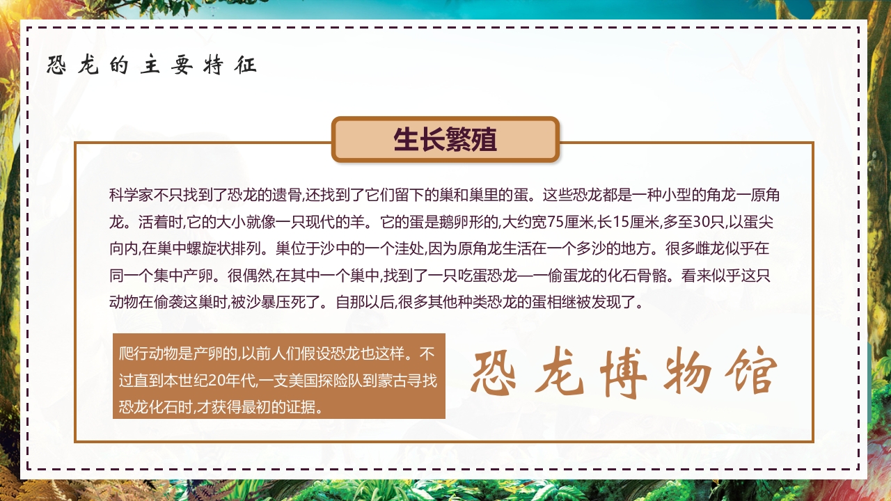 卡通风恐龙科学博物馆儿童教育小百科PPT课件7