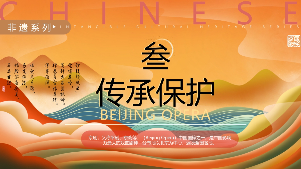 中国风非遗系列中国京剧PPT课件下载17