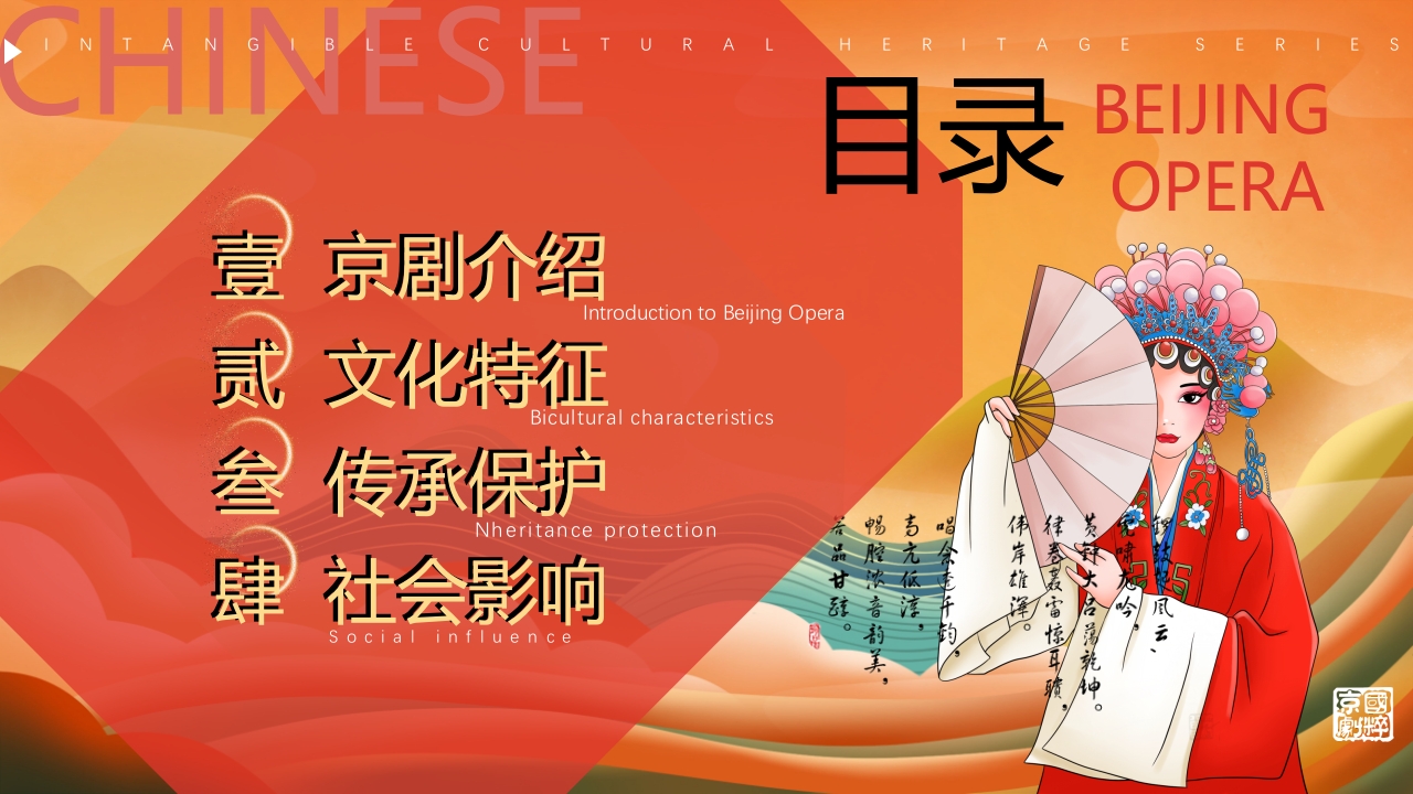 中国风非遗系列中国京剧PPT课件下载2