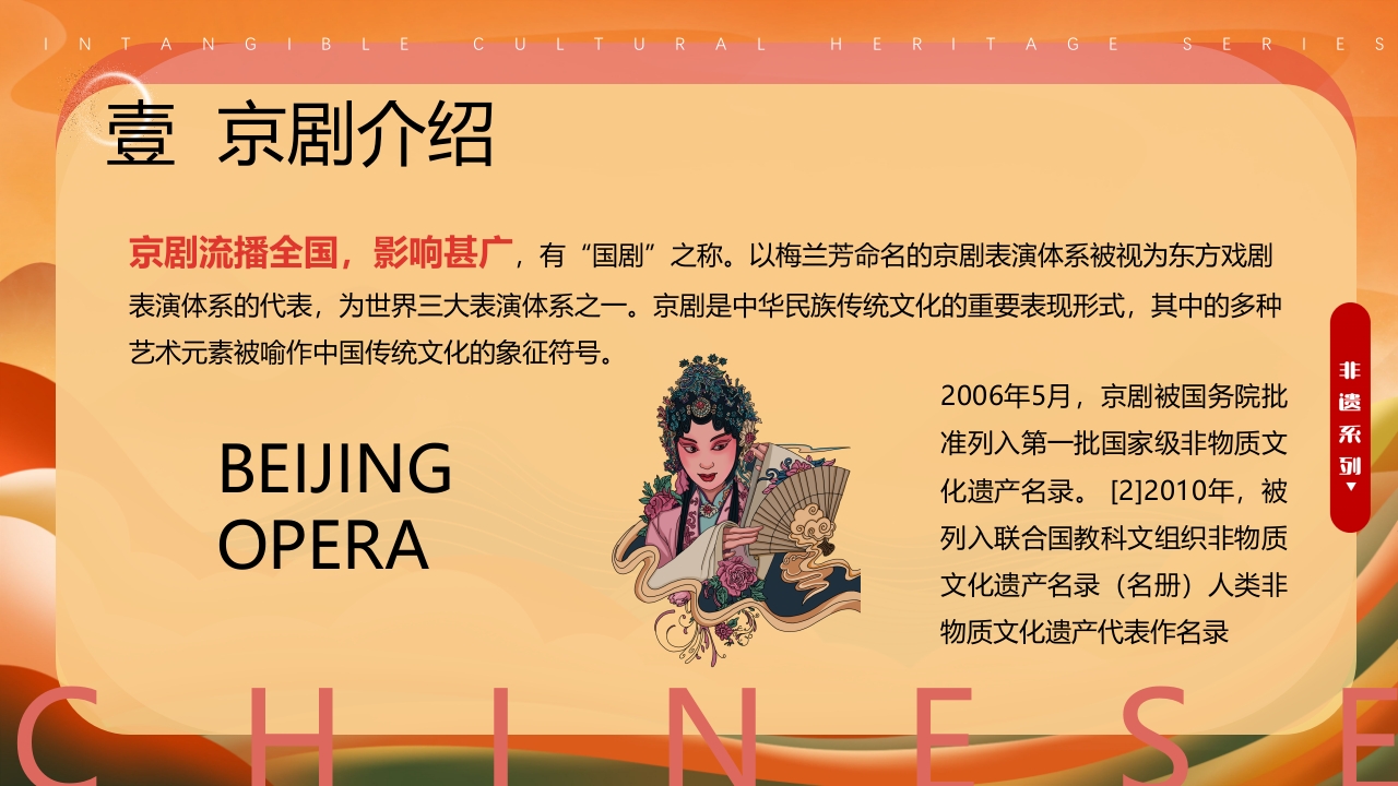 中国风非遗系列中国京剧PPT课件下载5