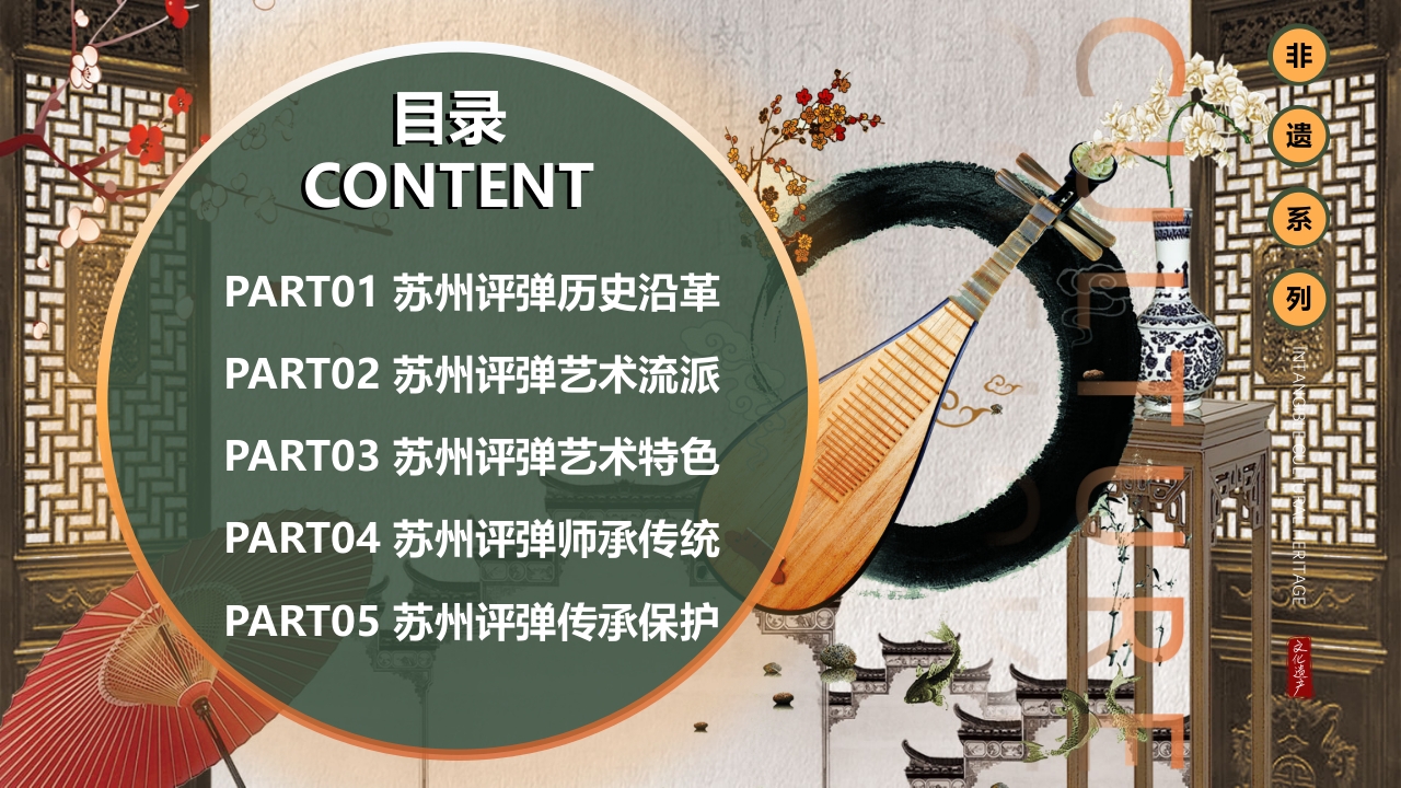 中国风非遗系列苏州评弹PPT课件下载2