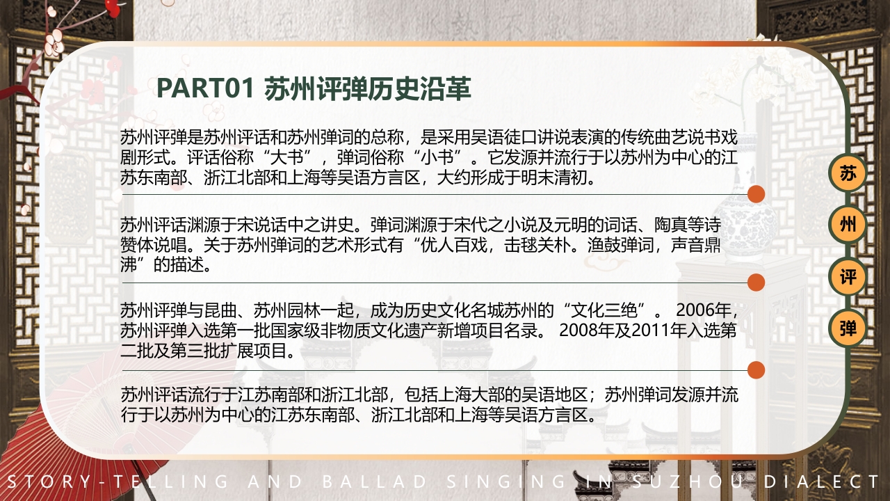 中国风非遗系列苏州评弹PPT课件下载4