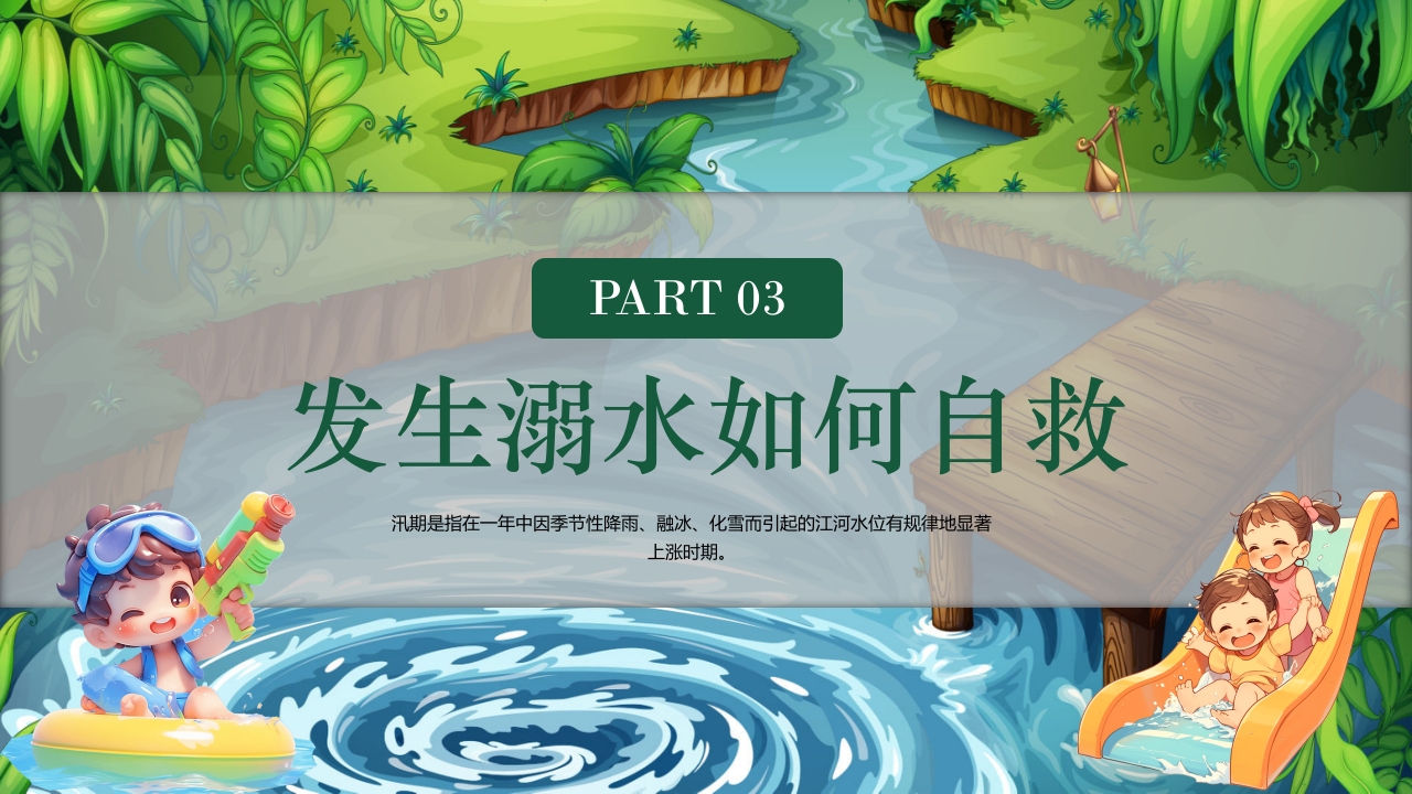 卡通风小学生防溺水教育主题班会PPT课件10