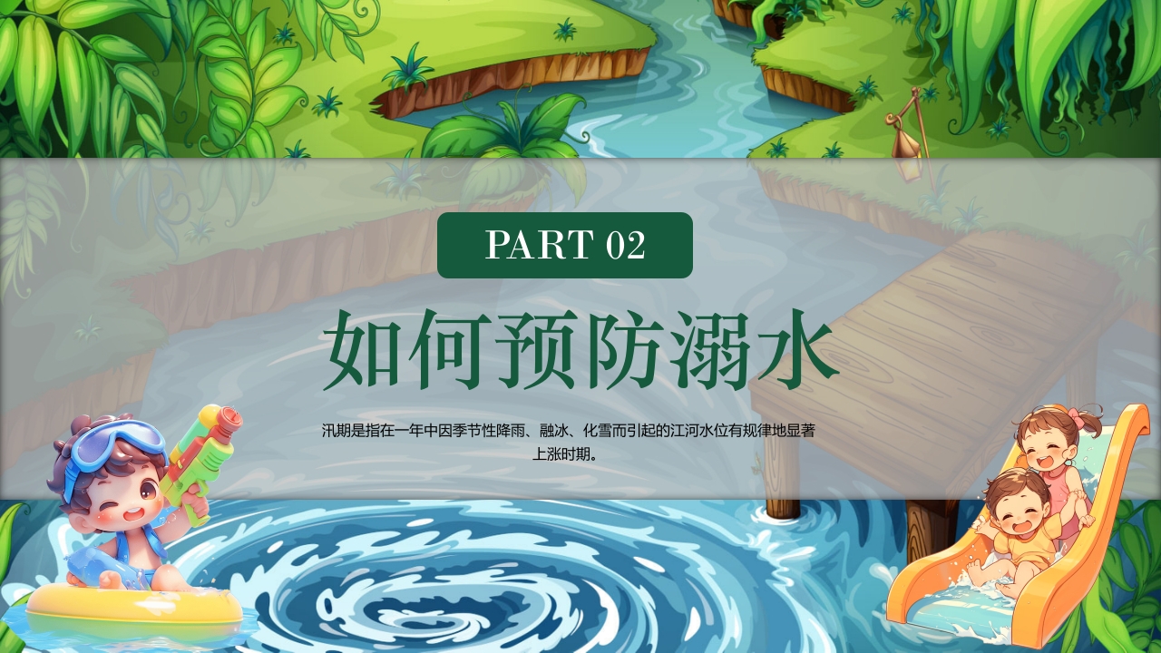 卡通风小学生防溺水教育主题班会PPT课件7