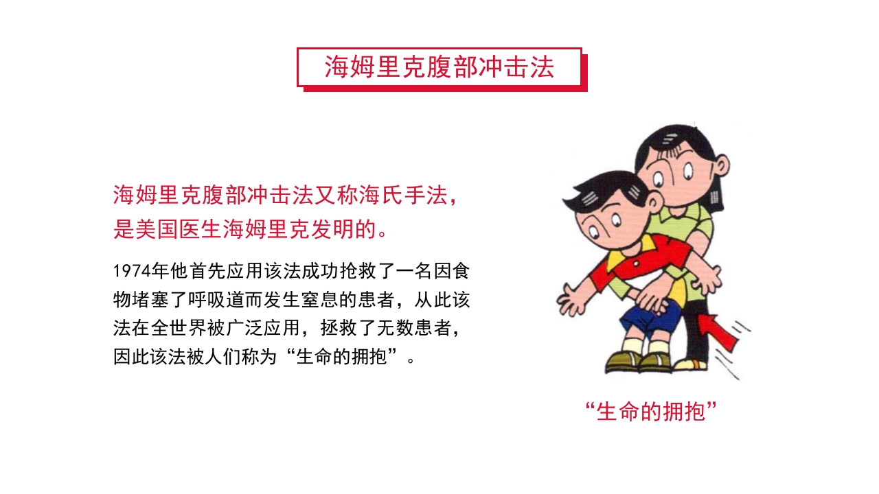 紧急解除气道梗阻瞬间挽救生命海姆里克腹部冲击法PPT课件12