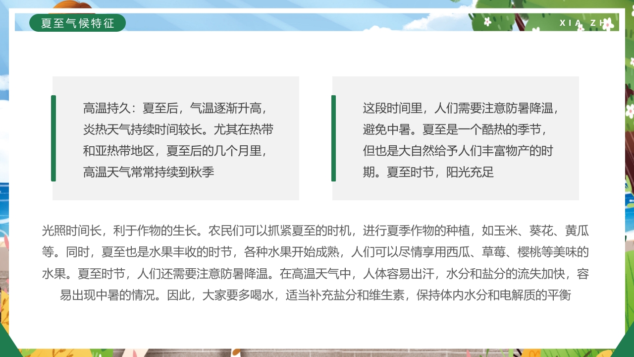 绿色卡通插画风二十四节气之夏至PPT课件13
