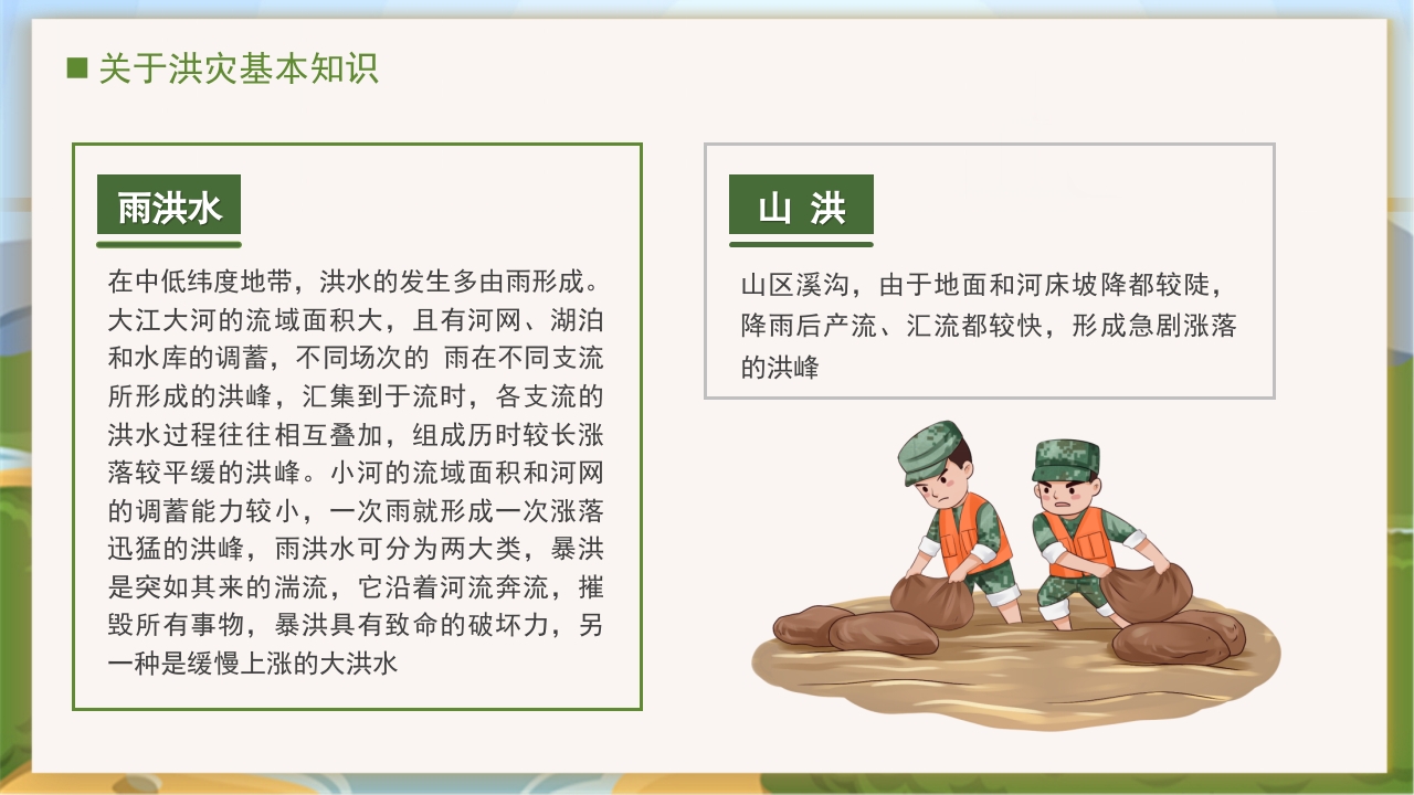 卡通风中小学汛期安全教育班会PPT课件下载4
