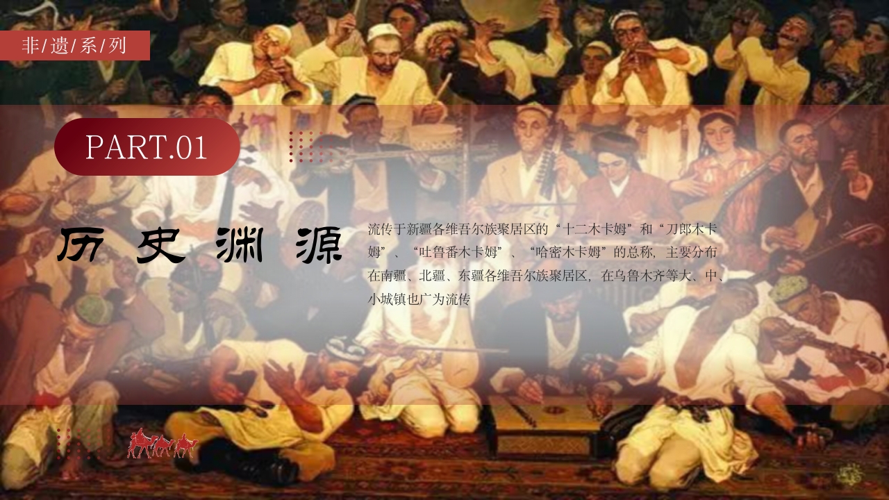 古典风非物质文化遗产新疆维吾尔维吾尔木卡姆艺术PPT课件3
