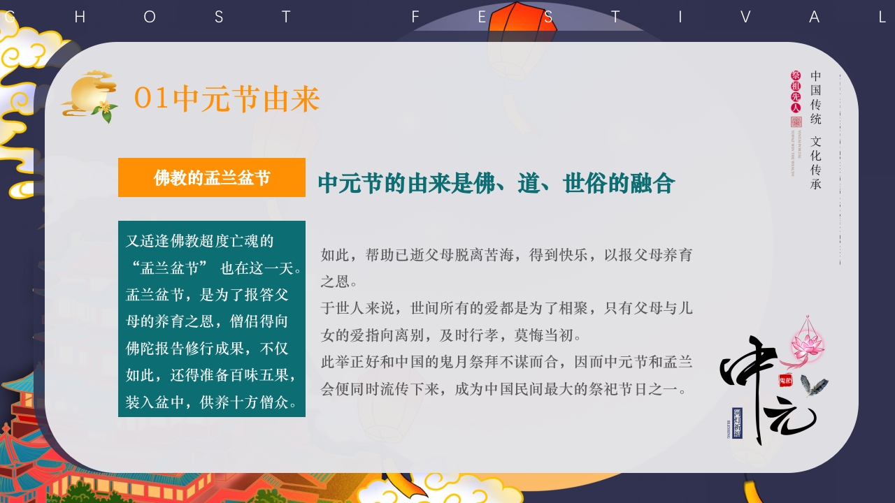 中国传统节日中元节介绍PPT课件6