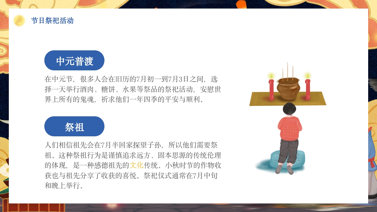 七月十五中元节节日介绍PPT课件18