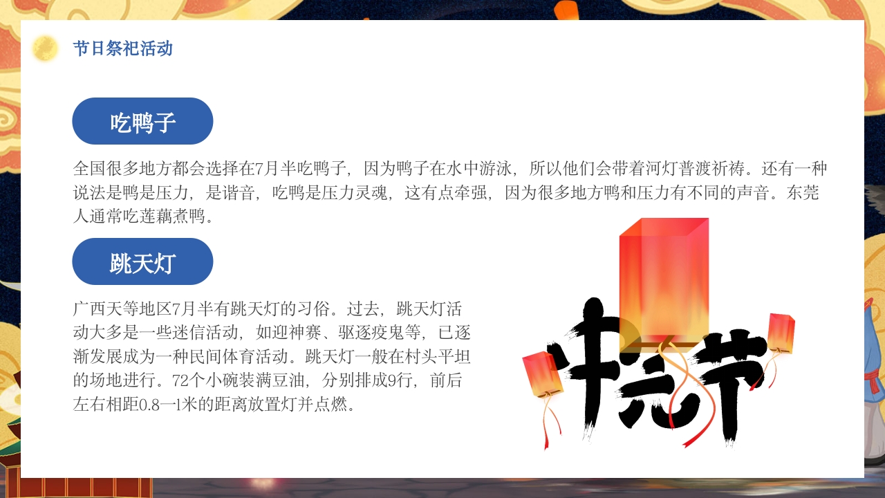 七月十五中元节节日介绍PPT课件21