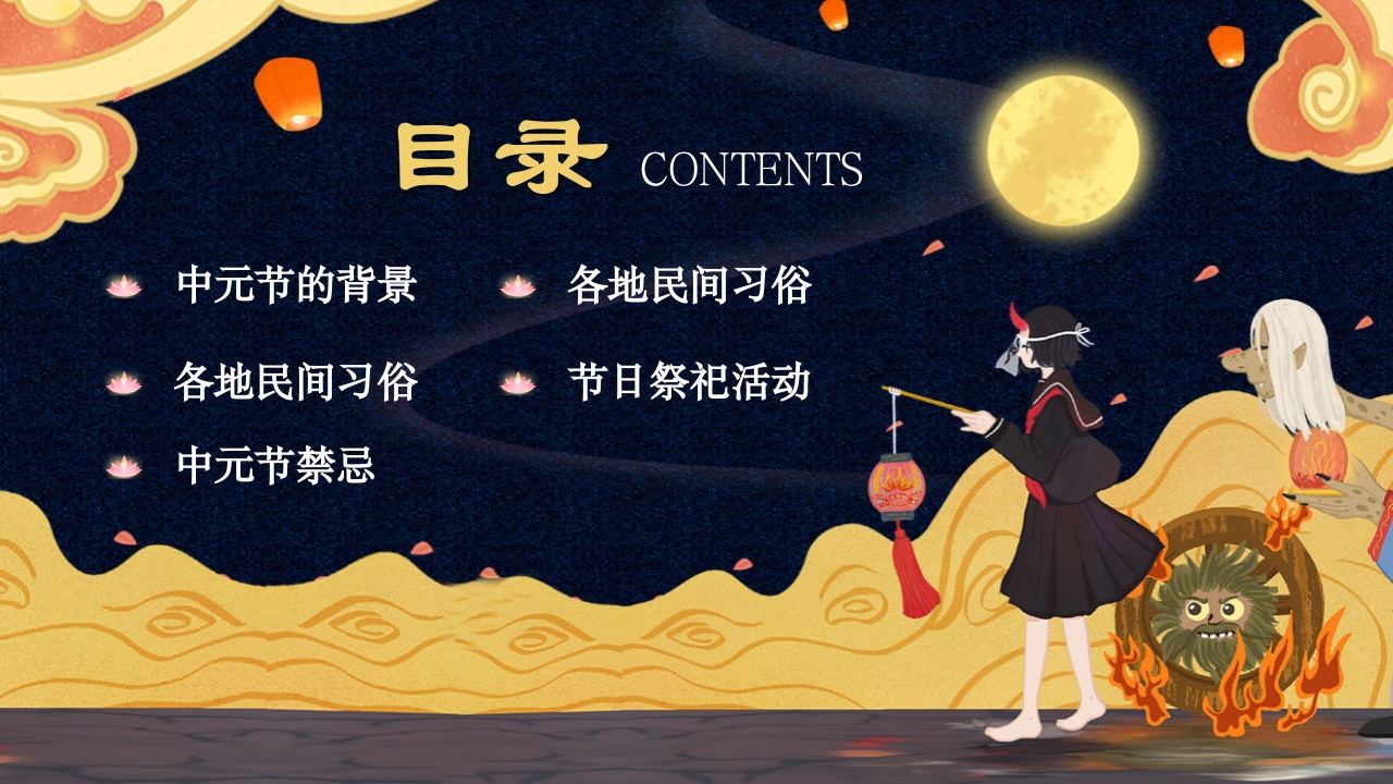 七月十五中元节节日介绍PPT课件2