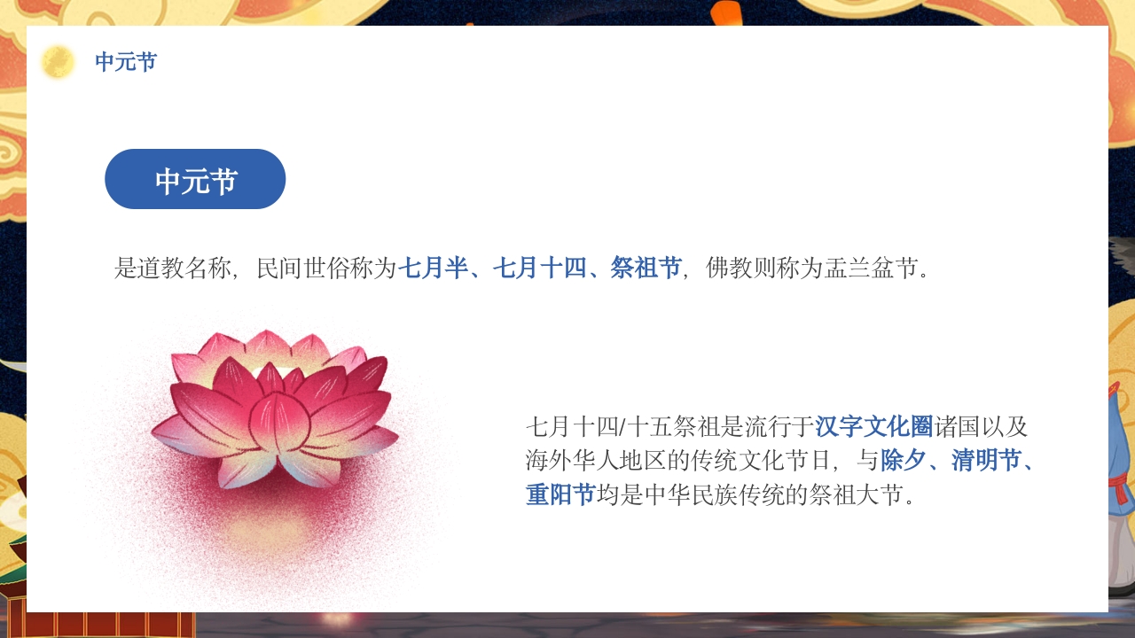七月十五中元节节日介绍PPT课件4