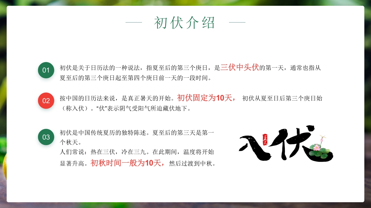 二十四节气之初伏传统文化介绍PPT课件4