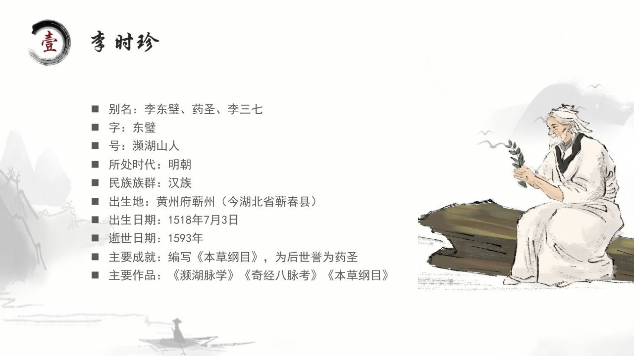 中医李时珍中药之父人物介绍PPT课件4