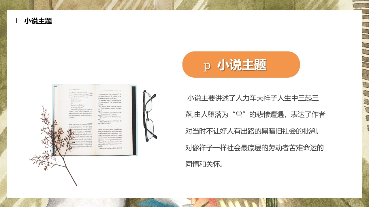 简约风好书分享推荐骆驼祥子PPT课件12
