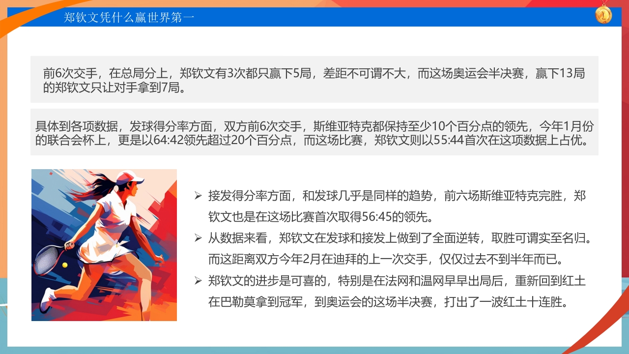 中国网球郑钦文金牌创造历史PPT课件10