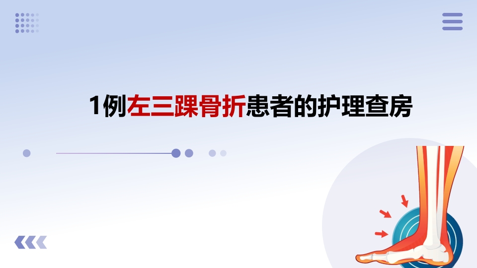 1例左三踝骨折患者的护理查房PPT课件1