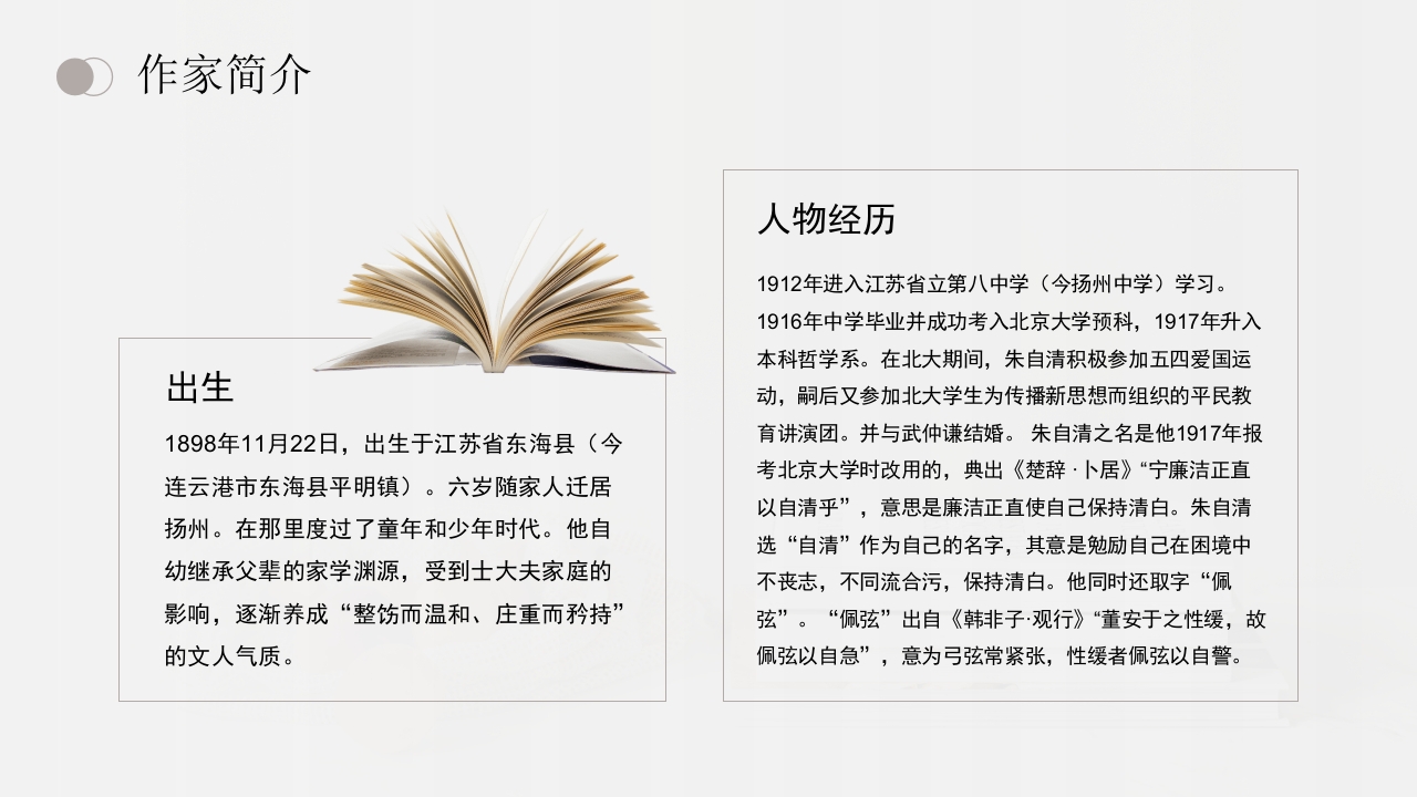朱自清文学小说作家名人人物介绍PPT课件5