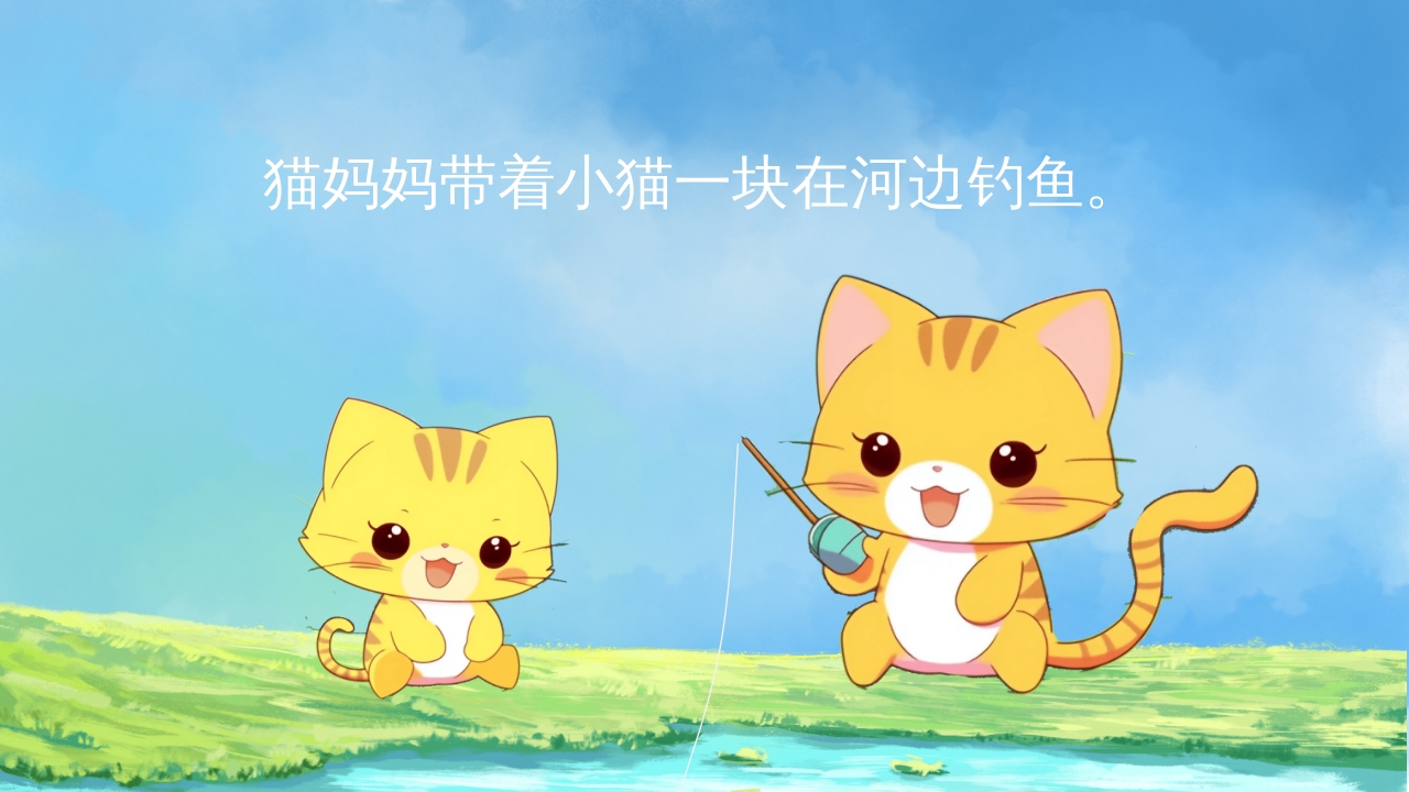 幼儿园小学绘本故事《小猫钓鱼》PPT课件2