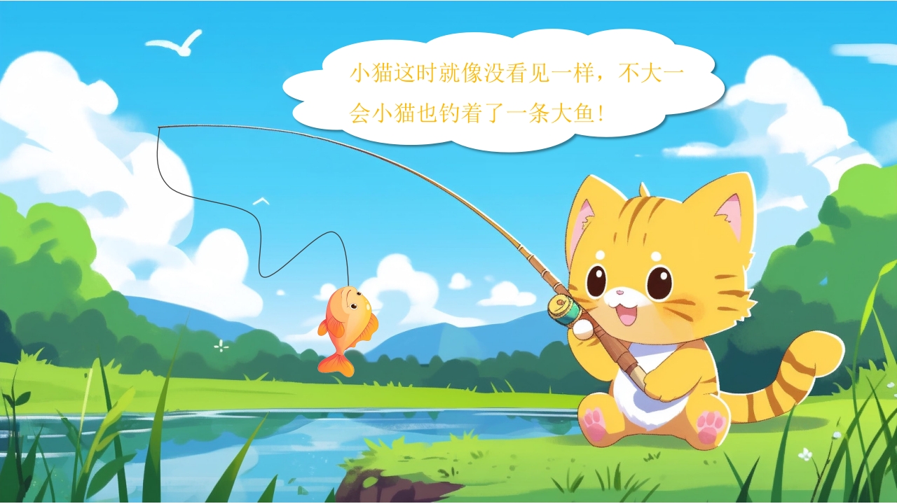 小猫钓鱼幼儿绘本故事分享PPT课件10