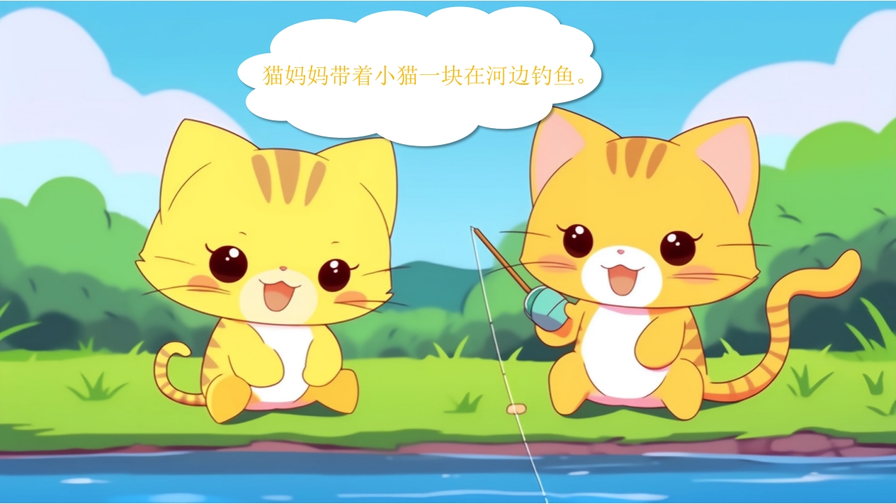 小猫钓鱼幼儿绘本故事分享PPT课件2