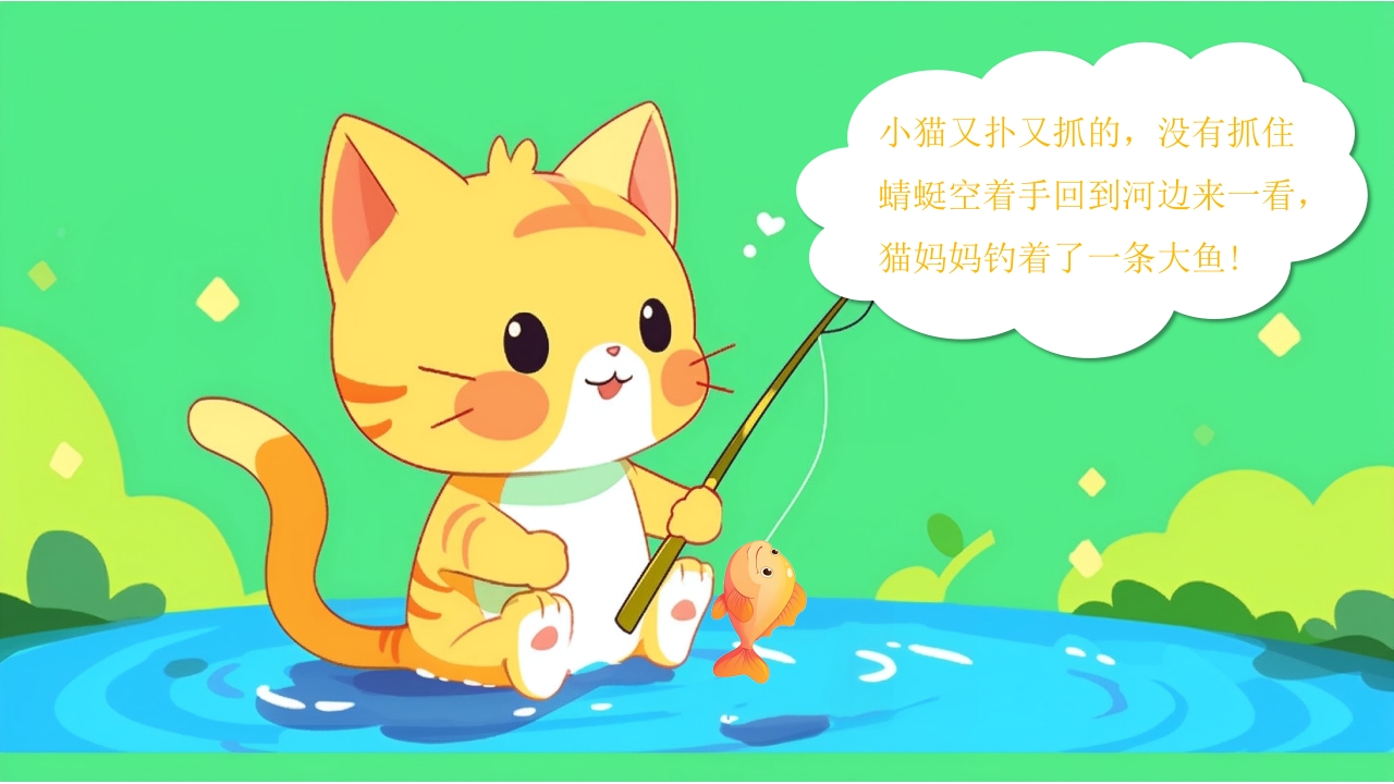 小猫钓鱼幼儿绘本故事分享PPT课件4
