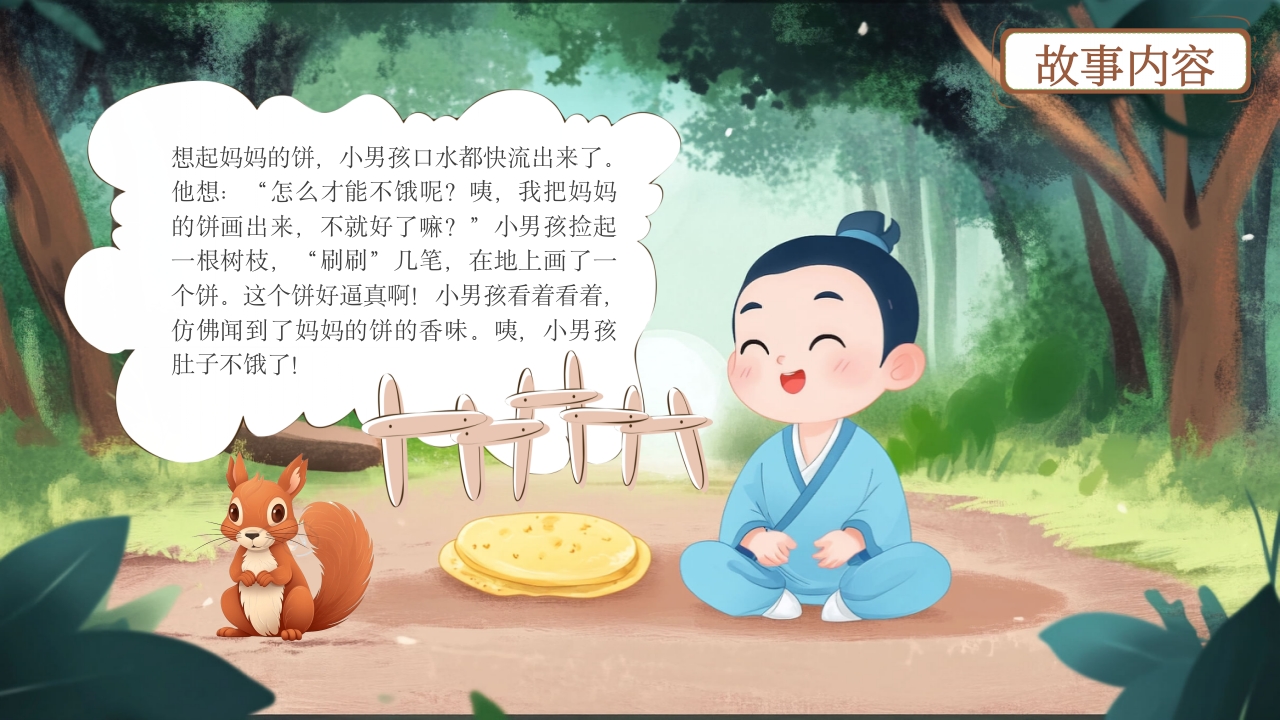《画饼充饥》儿童成语寓言故事PPT课件9