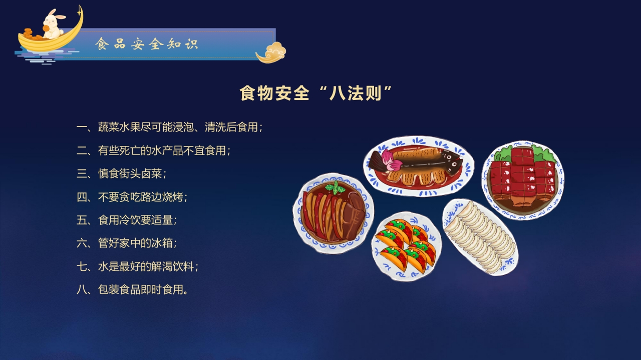 圆月玉兔背景的中秋节放假安全PPT课件16