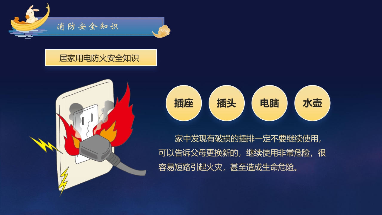 圆月玉兔背景的中秋节放假安全PPT课件19