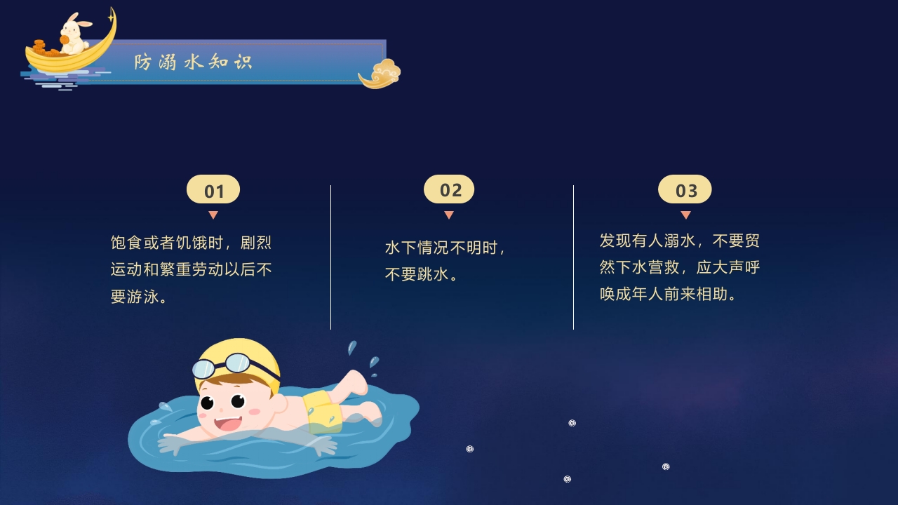 圆月玉兔背景的中秋节放假安全PPT课件8