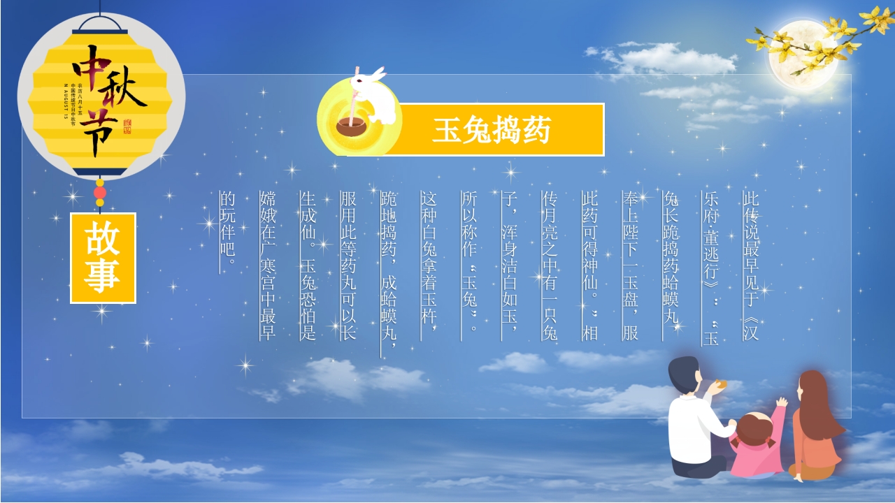 女孩背景的中秋节节日介绍PPT课件11