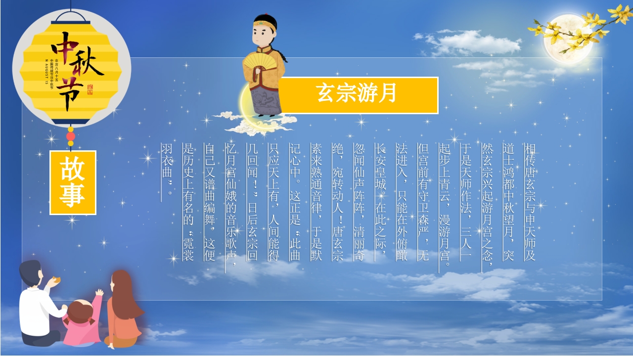 女孩背景的中秋节节日介绍PPT课件12