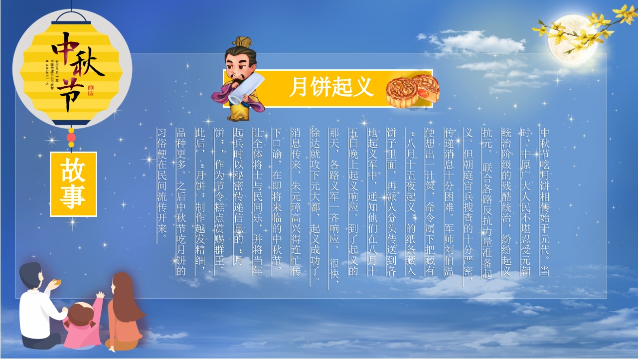 女孩背景的中秋节节日介绍PPT课件14