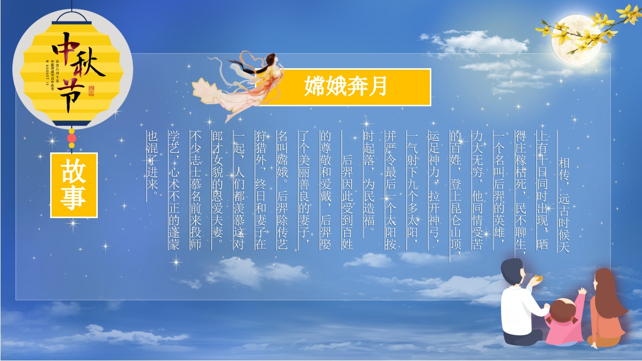 女孩背景的中秋节节日介绍PPT课件9