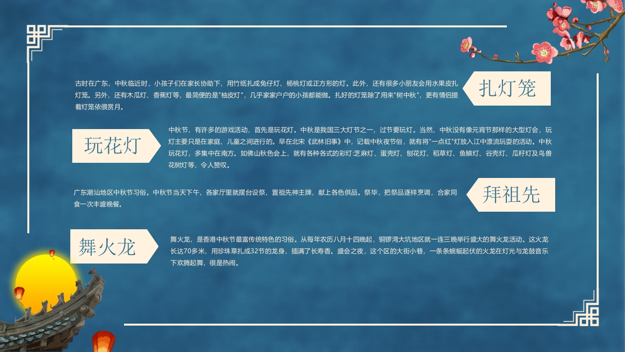 古典中国风“花好月圆”中秋节节日介绍PPT课件13