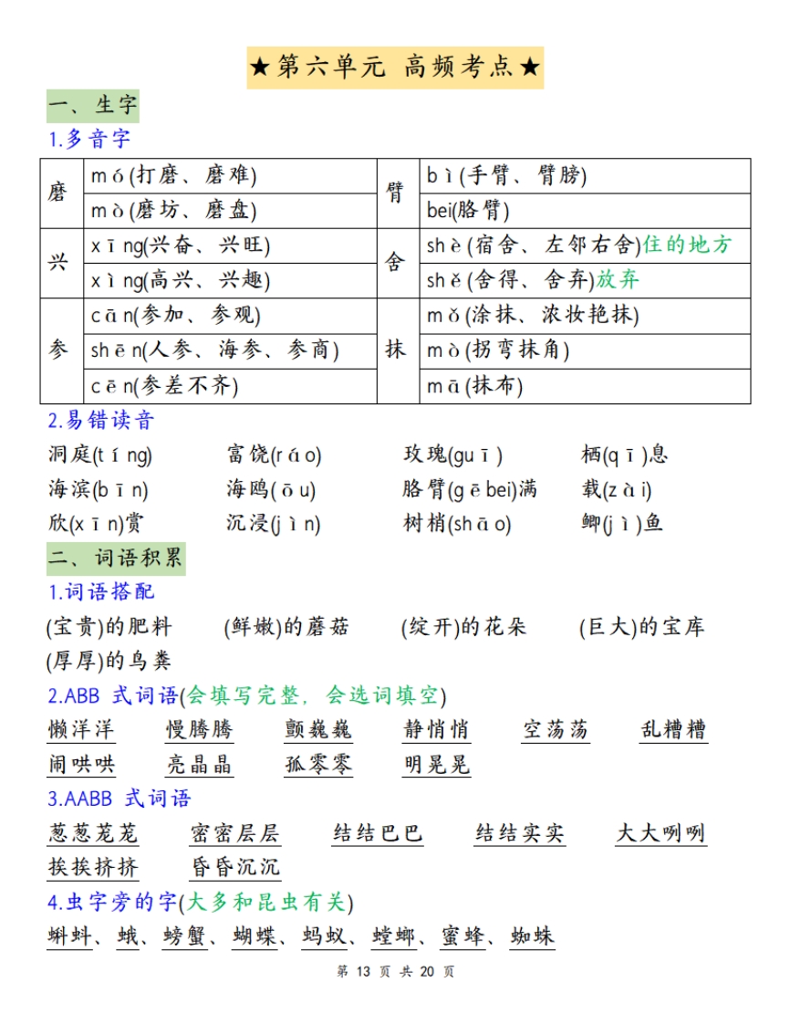 三年级上册·语文·期末复习-划重点（单元知识点）（部编版）PDF格式13