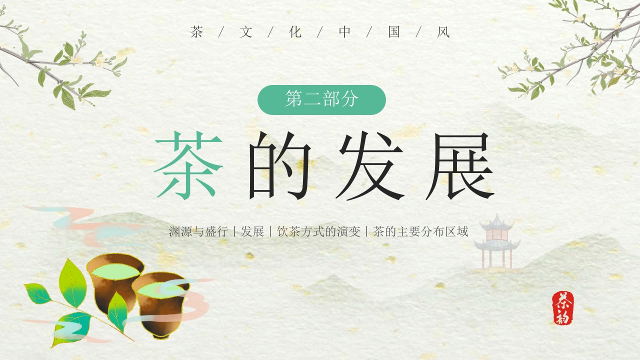 国潮风中国茶的起源与历史PPT课件10