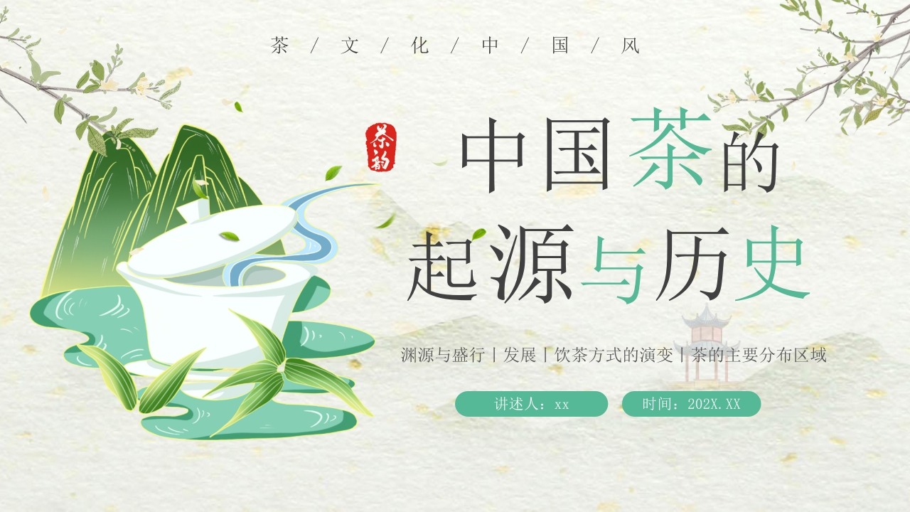 国潮风中国茶的起源与历史PPT课件31