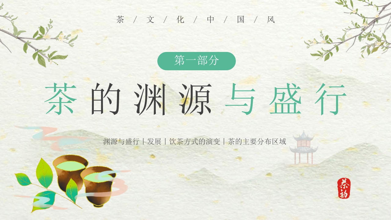 国潮风中国茶的起源与历史PPT课件3